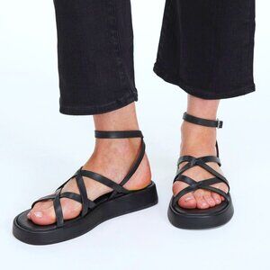 Madewell Sabina Flatform Sandals, Size 9.5, black leather